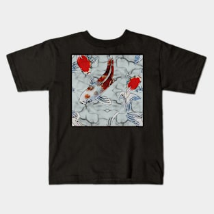 White Marble Koi Fish Kids T-Shirt